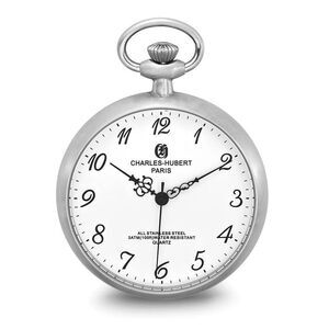 Charles Hubert Solid Stainless White Dial Full Face Pocket Watch